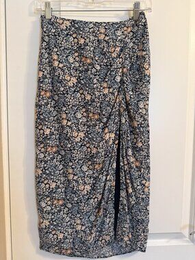 Abercrombie & Fitch Floral Print Midi Skirt